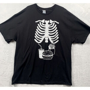 X-Ray Skeleton Bones Rib Cage Fast Food Adult T-Shirt Halloween Spooky 2XL NEW